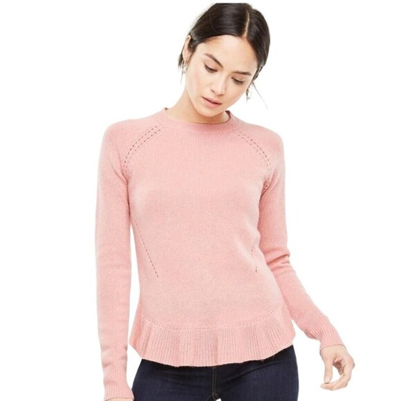 Ann Taylor Wool Cashmere Ruffled Hem Neutral Gray Sweater Size M - Picture 4 of 7